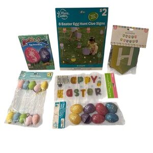 Easter Bundle 6 New Items Egg Hunt Party Supplies Set Banners Gel Clings Fun Egg